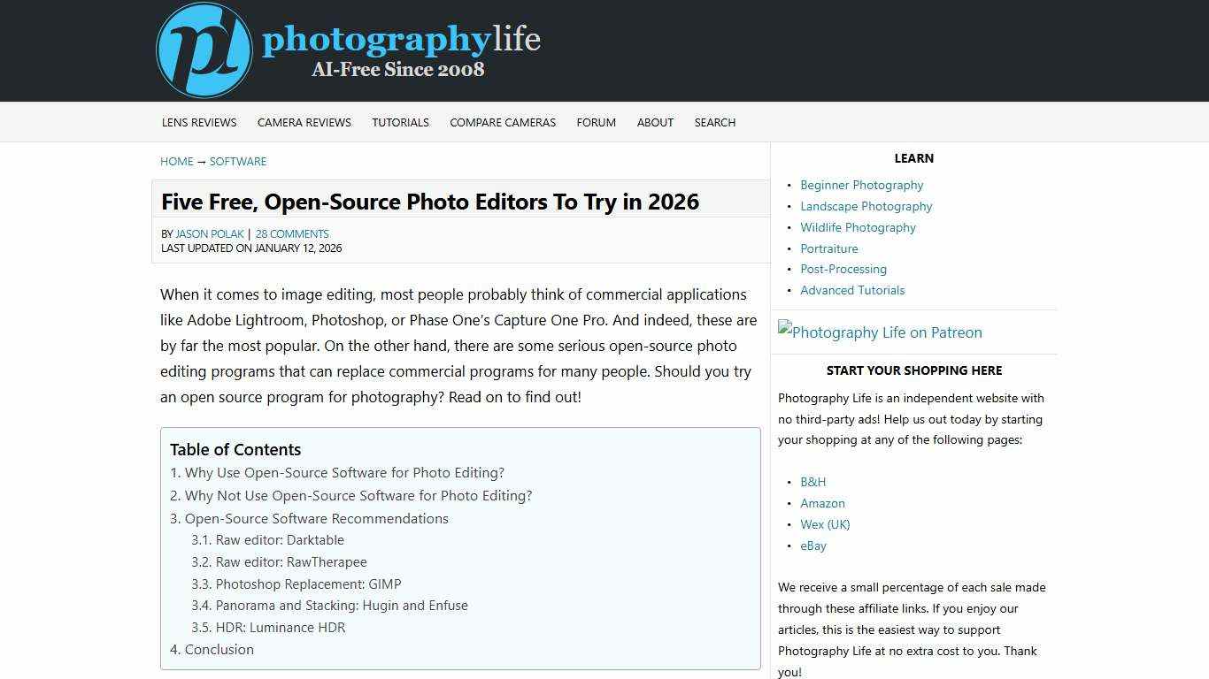 Five Free, Open-Source Photo Editors To Try in 2026